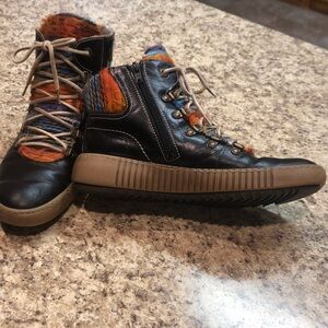 Josef Seibel Maren deep blue booties zipper side woven multicolor contrast 40